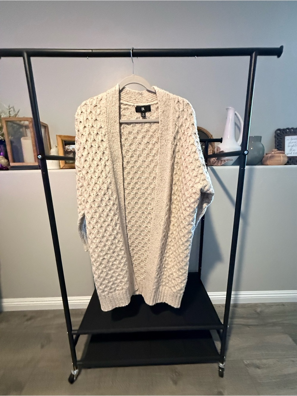Banana Republic Cream Open-Front Cable Knit Cardigan
